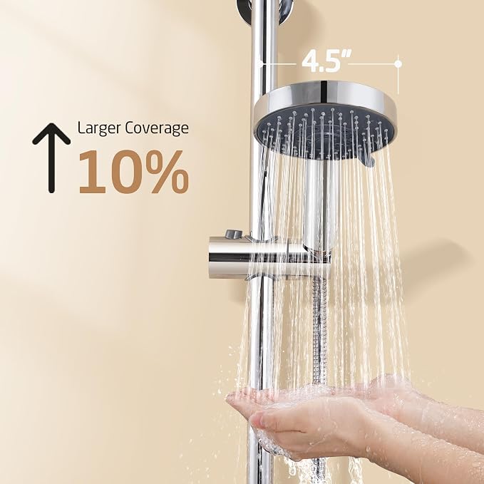 KES Adjustable Shower Head with Slide Bar, Handheld Shower Head Holder 5 Function with Extra Long Hose System Set, Wall Mount 18/8 Stainless Steel Polished Finish, F204-PS-C1