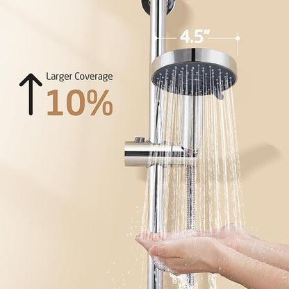 KES Adjustable Shower Head with Slide Bar, Handheld Shower Head Holder 5 Function with Extra Long Hose System Set, Wall Mount 18/8 Stainless Steel Polished Finish, F204-PS-C1