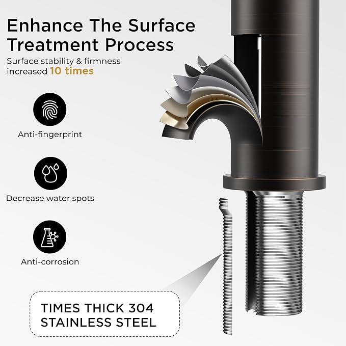 FORIOUS Bathroom Faucet 1 Hole, Single Handle Vainty Sink Faucets Bronze | for 1 or 3 Hole 4 Inch Centerset Sink, with Pop-up Drain, NSF61 Certificate, for Rv Commercial Lavatory Restroom Basin