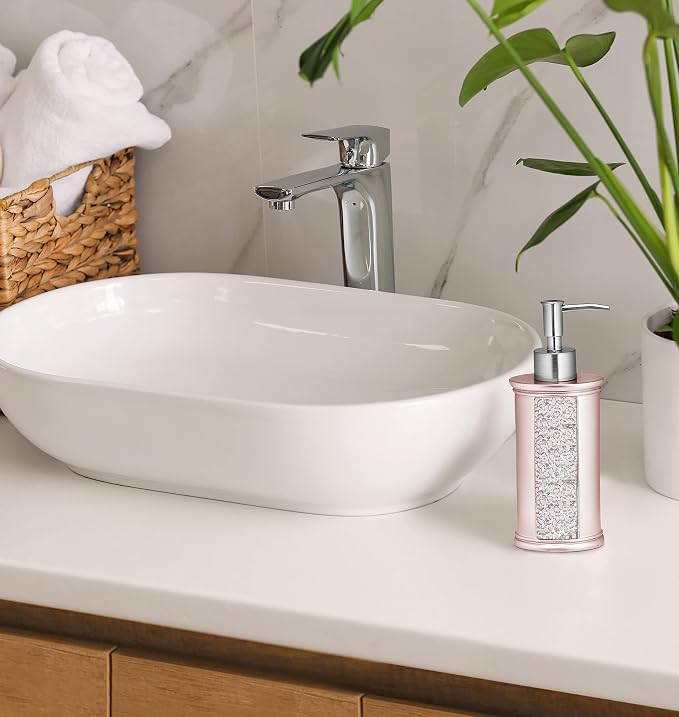 Popular Bath Sinatra Blush Soap Dispenser/Lotion Pump Classic Luxury Lotion Pump Contemporary Decor Blush color for bathroom with this Unique Design Stylish Decor Bling Mosaic