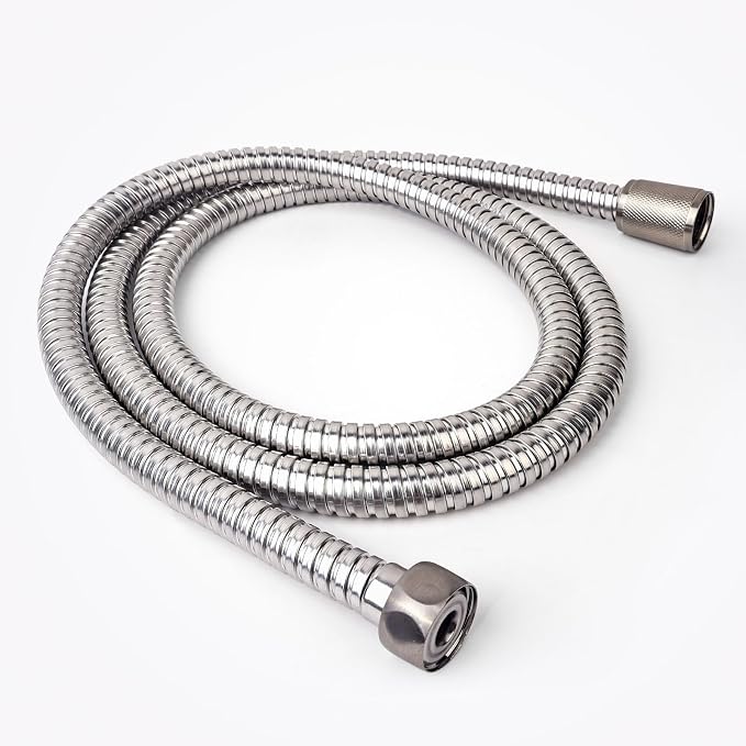 Shower Hose, Extra-Long Stainless Steel Handheld Shower Head Hose with Stainless Steel Insert and Nut,Brushed Nickel Finish (Silver, 118 Inches)