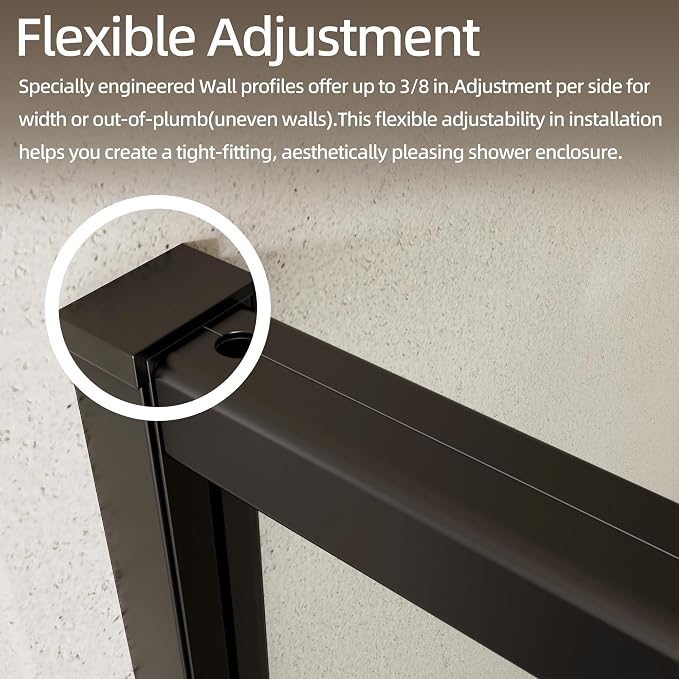 Royal Guard 38-42" W x 71" H Pivot Glass Shower Door,Matte Black | Shower Doors with 4-Inch Adjustable Width, 6mm SGCC Tempered Glass, Reversible Installation,Magnetic Closing,Easy to Clearn