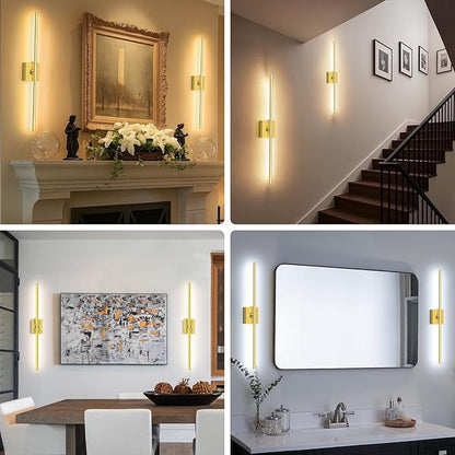 Eneru Battery Operated Wall Sconce 1 Pack, Gold Wireless Wall Light 31.5in | Rechargeable 10000mAh, Touch and Remote Control, 360° Rotate, 4CCT Dimmable, Wall Lamp for Living Room Bedroom Hallway
