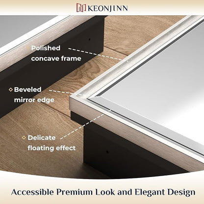 Keonjinn Bathroom Medicine Cabinets with Mirror, 24" x 30" Brushed Nickel Medicine Cabinet, Recessed or Wall-Mounted, Aluminum Alloy Framed, Farmhouse Bathroom Mirror with Storage Cabinet