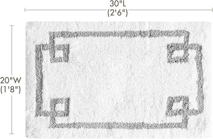 Madison Park Evan 100% Cotton Bath Rug Plush Absorbent, 20" x 30", White | Non-slip Backing, OEKO TEX, Luxurious Tufted Plush Bath Mat for Bathroom, Quick Dry, Spa Design Decorative for Shower Room