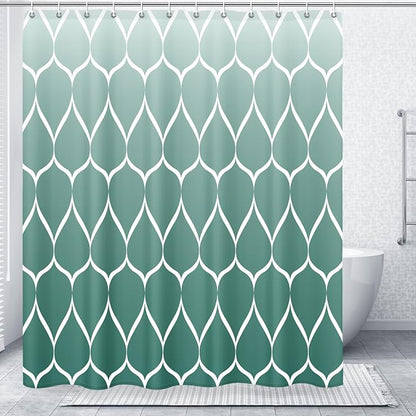 Gelbchu Geometric Shower Curtain for Bathroom, Ombre Teal, 72x72 Inch | with Hooks, Premium Polyester, Quick Dry, Water Repellent, Machine Washable, Rustproof Grommets, Modern Minimalist