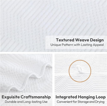 JML Bath Towels Set, Large Microfiber Body Towel for Adult, 2 Pack, 30" x 60", Oversized, Soft, Super Absorbent, Fast Drying, Use for Sport, Fitness, Yoga, Fleece Diamond Cross Grid White
