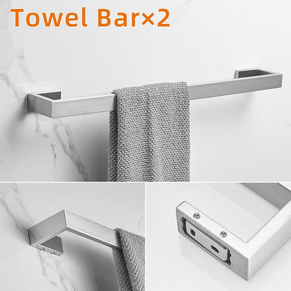 Fapully 5 Piece Bathroom Hardware Set Stainless Steel Bathroom Accessories | Brushed Nickel | SUS304 Stainless Steel | Wall Mounted