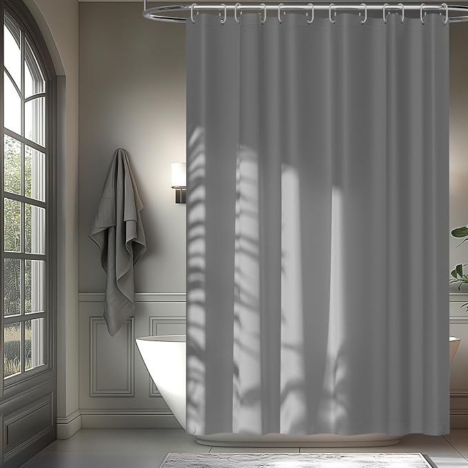 Seenus 72 x 84 inch Extra Long Waterproof Fabric Shower Curtain Liner, Light Grey Cloth Shower Liner with 3 Large Magnets, Tall Bathroom Shower Curtain Lightweight Machine Washable