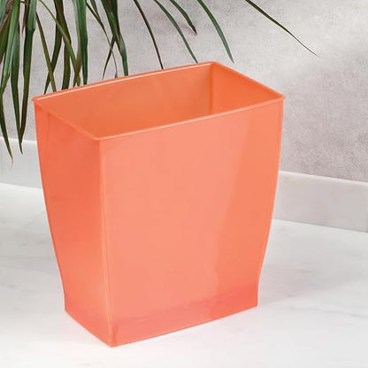 iDesign Small Plastic Bathroom Trash Can, Orange | Slim Rectangle, For Bedroom, For Office, For Dorm