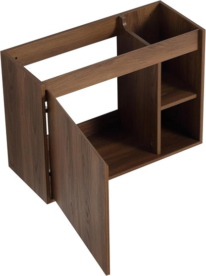 28 Inch Floating Vanity, 28" Bathroom Vanity with Sink, Single Sink Wall Mounted Vanity Combo, Modern Brown Bathroom Vanity Set with 1 Door