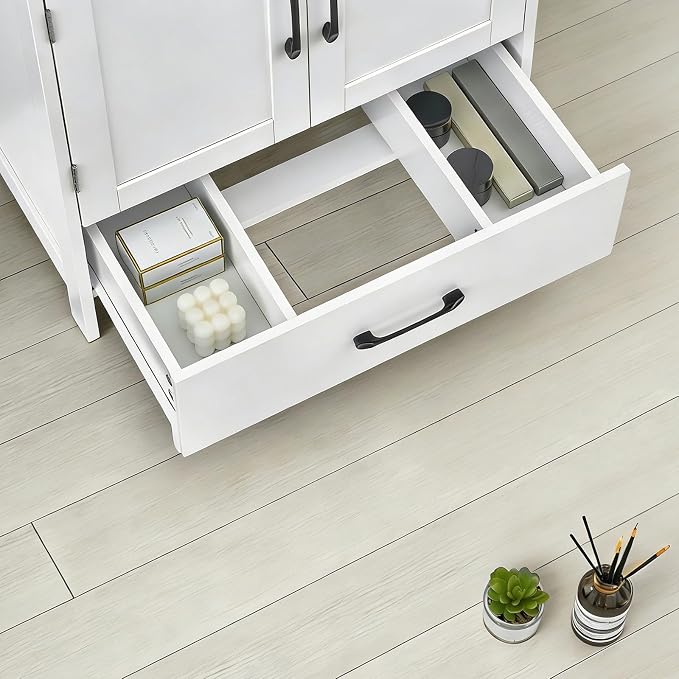 Bathroom Vanity Sink Cabinet, Under Sink Storage Cabinet with 2 Doors, Waterproof Pedestal Sink Cabinet for Bathroom, Laundry Room, Kitchen, White with Drawer