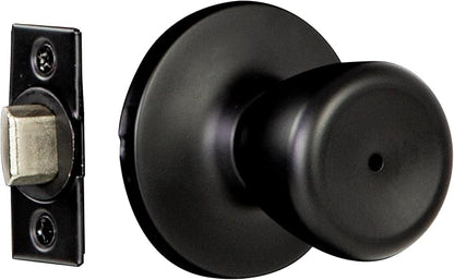 Design House Terrace Privacy Door Knob, 6-Way Universal Bed and Bath Lock, Matte Black, Adjustable Backset, ANSI Grade 3, 728675-MB