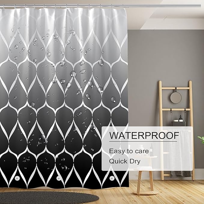 Black Shower Curtain Liner, 4G PEVA Shower Liner, Plastic Peva Waterproof Shower Curtains, 72x72 inch with Grommet Holes 3 Magnetic Weights
