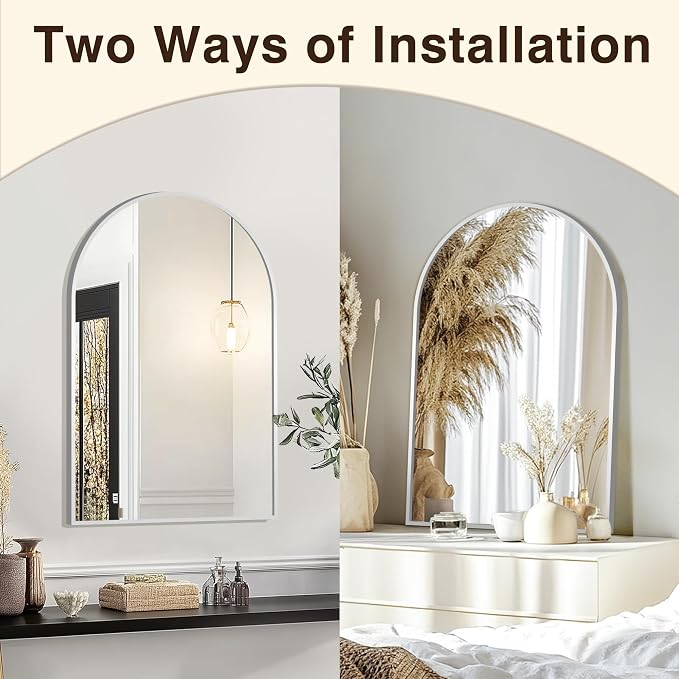 FICTOR 20" x 30" Arched Bathroom Vanity Mirror for Over Sink, Silver | Anti-Rust Metal Framed, HD Tempered Shatter-Proof Glass, Modern Wall Mirror for Entryway, Living Room, Bedroom