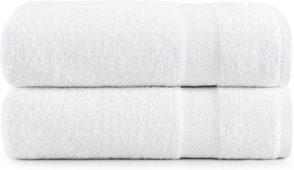LANE LINEN Bath Sheet Set 2 Pack Oversized Soft Absorbent Quick Dry - White | Cotton Bath Sheets - Oversized & Roomy, Lightweight & Breathable, Fade-Resistant Color, Classic Terry Weave, Densely Woven