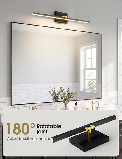 VOLISUN Modern Bathroom Vanity Light 31.5 inch, Rotatable, 18W Dimmable 5CCT Led Bathroom Light Fixture Over Mirror, Black Gold Bar Vanity Light for Bathroom Mirror Cabinets-ETL Certificated