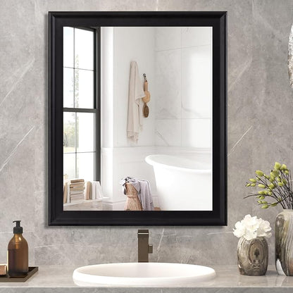 Black Wall Mirror for Bathroom,Rectangle Large 30 x 36 Inch Vanity Mirrors | Rustic Hanging Mirror for Living Room,Bedroom,Entryway