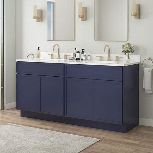 Vanity Art 78 Inch Bathroom Vanity Base Cabinet Double Sink Top (Without Sink), Soft Closing Door, Storage Unassembled Cabinet, Blue, 2ea 39 Inch Cabinet Combo