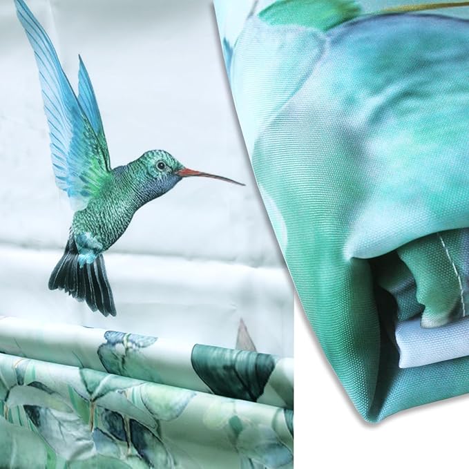 Green Leaf Shower Curtain - 72" W x 78" L with 12 Hooks, Weighted Hem, Waterproof, Sage Green