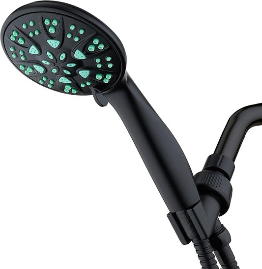 AquaDance Antimicrobial – Anti-Clog High-Pressure 6-Setting Hand Shower with Microban Nozzle Protection from Growth of Mold, Mildew & Bacteria for Stronger Shower! 3 Jet Color Choices – 4" Coral Green