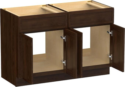 48 Inch Bathroom Vanity Base Only, Double Vanity Cabinet with Soft Closing Door, 2ea 24 inch Cabinet, Without Top,Brown