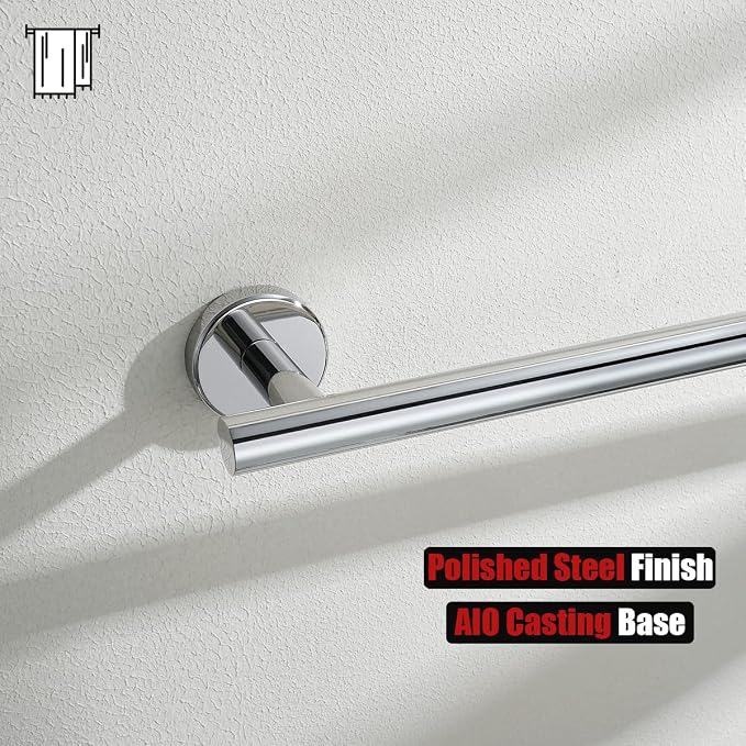 JQK Chrome Bath Towel Bar, 30 Inch 304 Stainless Steel Thicken 0.8mm Towel Rack Bathroom, Towel Holder Polished Finished Wall Mount, Useable Length 27 Inch, TB110L27-CH