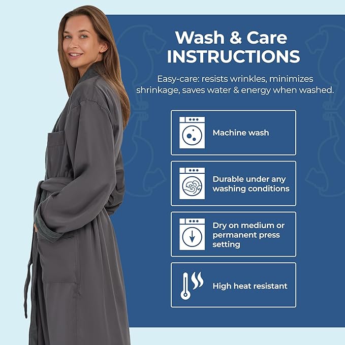 MONARCH Unisex Plush Lined Microfiber Bath Robe - Soft Shell with Polyester Lining, Resort-Grade Hotel & Spa Robe with Pocket