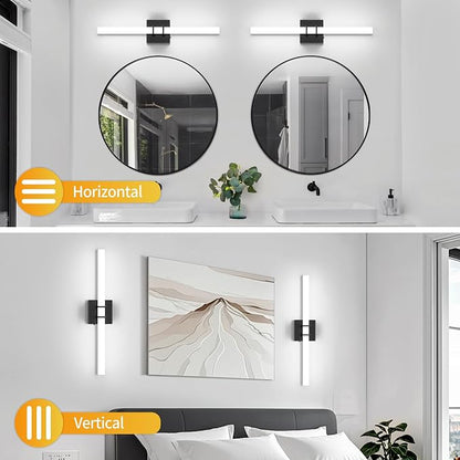 Modern Black Vanity Light Bar 24 Inch, 16W 5CCT Dimmable Bathroom Light Fixtures LED Wall Lighting Fixture