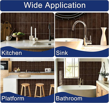 MORCART 2026 New Peel and Stick Backsplash, 10PCS 11.8"x11.8" Vintage Brown | 3D Adhesive Waterproof Wall Tiles for Kitchen, Bathroom, Living Room, Laundry Room, Subway Tiles
