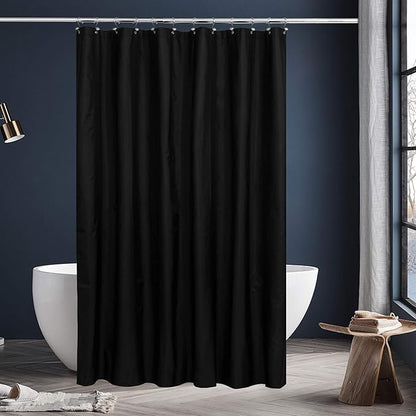 N&Y HOME Fabric Shower Curtain or Liner with Weighted Magnets - Hotel Quality Opaque Black Shower Curtain for Bathroom, Machine Washable, Water Repellent - Black, 72x72 (Pack of 2)