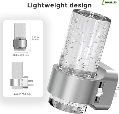 L LOHAS LED Night Lights Plug into Wall, 4 Pack Mini Dimmable Night Light | Dusk-to-Dawn, Soft White/Cool White/Amber 3 Light Color, 0-100LM Adjustable Brightness, Bubble Nightlight for Hallway
