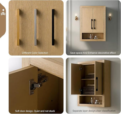 Vanity Art 24 inch Bathroom Vanity with Storage Cabinet & Shelves, Storage Cabinet with Soft-Closing Doors, VA90-TC-NO-GB1