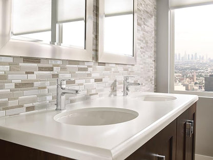 Moen Rizon Chrome One-Handle Modern Bathroom Faucet with Drain Assembly, 6900