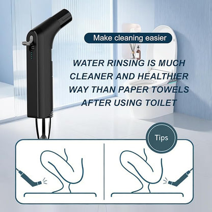 COSWE Portable Travel Bidet Electric Rechargeable Handheld Personal Bidet Sprayer for Hygiene Cleaning for Toilet with 2.3 liters Water container (Black), LIUW_JP2201