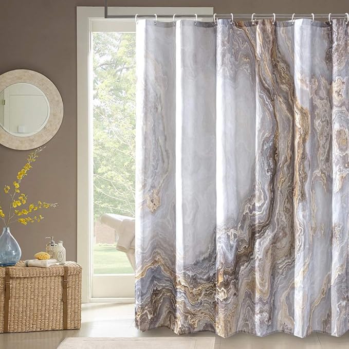 Shower Curtain Marble Texture for Bathroom, Polyester Fabric Waterproof Bathroom Decor,72x72 Inches,Stardard Size