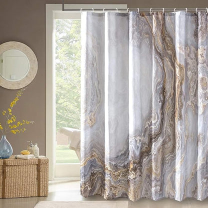 Shower Curtain Marble Texture for Bathroom, Polyester Fabric Waterproof Bathroom Decor,72x84 Inches,Long Size