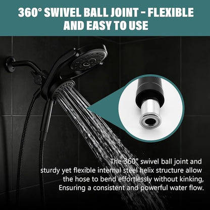Shower Hose Extra Long Shower Hose-Replacement-PVC Encapsulated Stainless Steel Core,Rust-Resistant &No Teflon Tape Needed,Flexible&Kink-Resistant for Handheld Shower Heads Pets,RV Black 70"