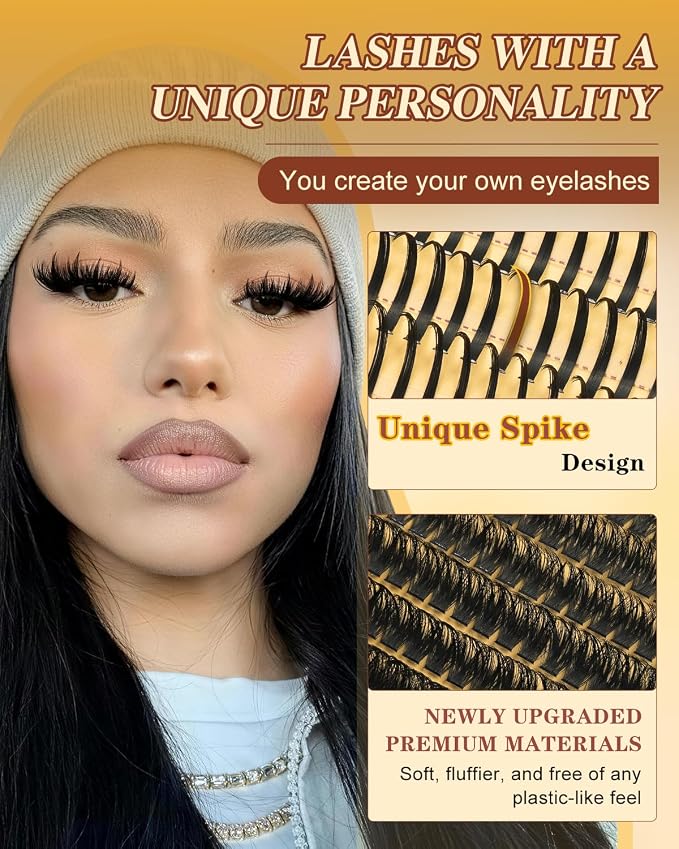 QUEWEL Wispy Eyelash Extension Kit 100D Manga Lash Clusters with Spikes | 280PCS Individual Volume Anime Lashes, D Curl Spiky Manga Lash Clusters,100D Lash Clusters Kit With Bond and Seal, Tweezers