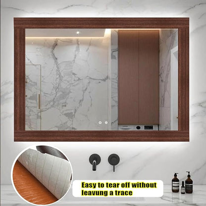Teemall 10M Black Wood Grain Removable PVC Waterproof Border Wall Decor Removable Self Adhesive Kitchen Bathroom Tiles Sticker Wallpaper 4.2x390 (Brown, 2" x 390")