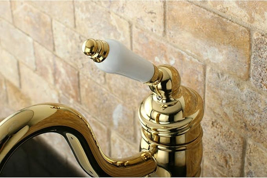 Kingston Brass KB1422PL Heritage Vessel Sink Faucet with Optional Cover Plate, 6-1/8-Inch, Polished Brass