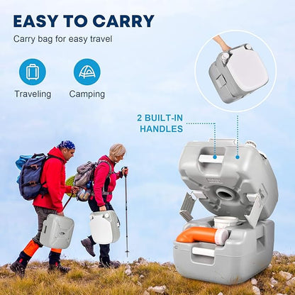 Kohree Portable RV Toilet, Camping Toilet Porta Potty, 5.8 Gallon Detachable Waste Tank, Indoor Outdoor Leak-Proof Toilet with Level Indicator, for Adults Home Use, RV Travel, Boat and Trips