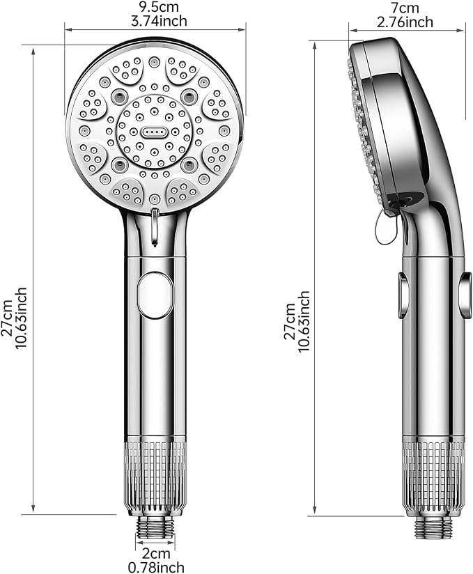 RV Shower Head with Hose ，High Pressure 9 Mode Shower head with on off switch, Filtered shower head, Shower Head for RV/Campers, Travel Trailer, Motorhome for Water Saving（Chrome）