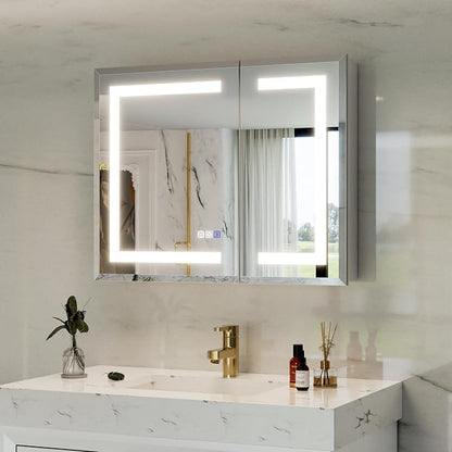 30x24 Lighted Medicine Cabinet with Mirror Defogger - Dimmable Touch Sensor, Adjustable Color Temperature, Shatterproof Tempered Glass, Quick-Release Hinges, Adjustable Shelves,UL Certified