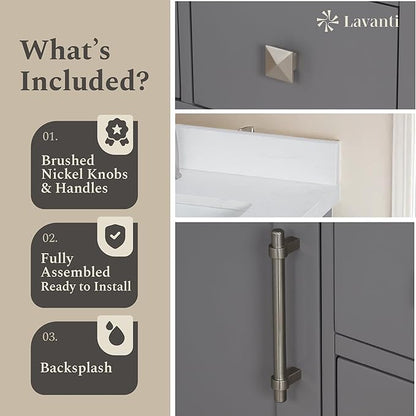 Lavanti Oakford 36 Inch Bathroom Vanity with Sink – Stylish Gray Vanity Bathroom with Storage Cabinet – Modern Bathroom Vanities with Single Vanity Sink & Quartz Countertop