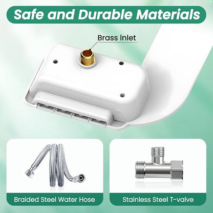 Bidet Attachment for Toilet,Self Cleaning Slim Bidets for Toilets,Non-Electric Dual Nozzle for Frontal & Rear Wash,White
