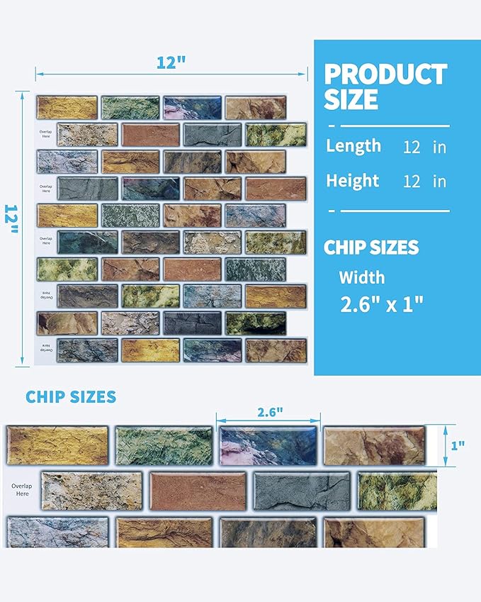 Art3d 10-Pack Marble Peel and Stick Backsplash, 12 x 12 Inch, Vintage Color | Strong Adhesion, Lightweight, Cuttable, Waterproof, Fadeless, Crack Resistant, for Kitchen, Bedroom, Ideal for Recently Moved