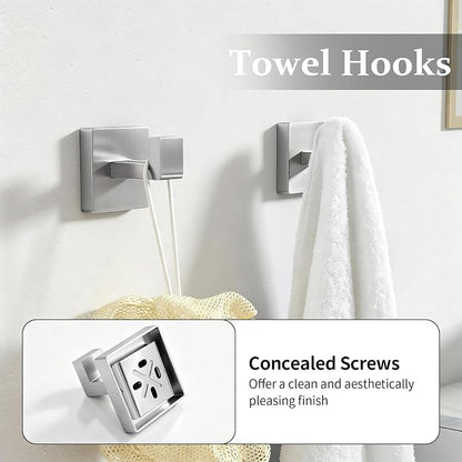STWWO 10-Piece Bathroom Accessories Hardware Set Brushed Nickel | 24 inch Towel Bar, Stainless Steel Towel Racks for Bathroom, Bath Towel Bar Set Wall Mounted