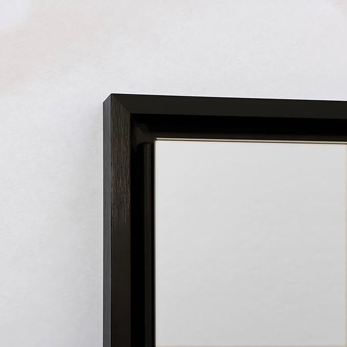 Fox Hollow Furnishings 20x30 Parker Metro Metal Framed Rectangle Recessed Bathroom Medicine Cabinet, Floating Mirror, 14x24 in-Wall Opening, Steel, Adjustable Glass Shelves, Magnet Close, Black