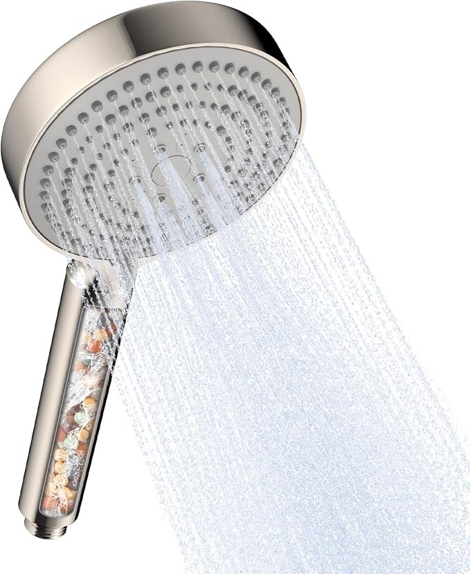 OFFO Handheld Shower Head with Filter, 20 Stage Shower Head with Filters for Hard Water, 6 Modes High Pressure Shower Head to Remove Chlorine, Brushed Nickel